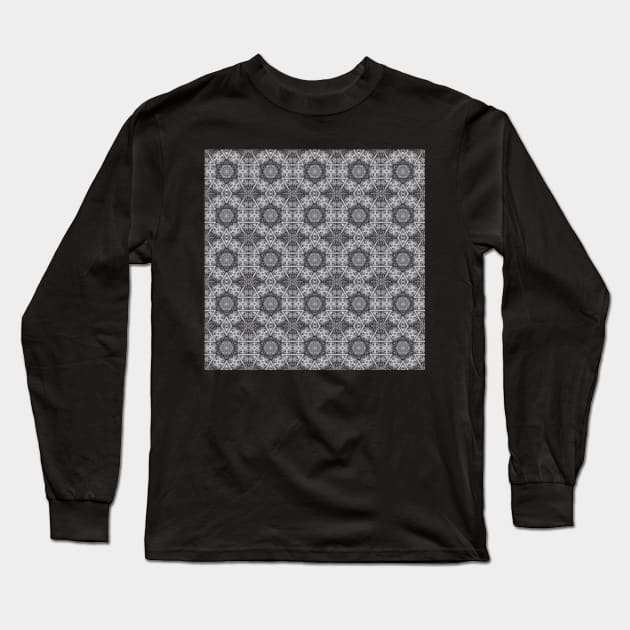 Charcoal Cat Faces Kaleidoscope pattern 1 Long Sleeve T-Shirt by Swabcraft